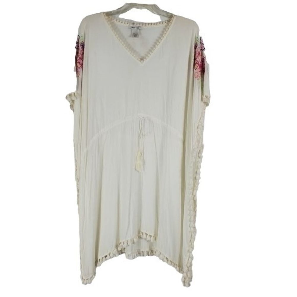 Moss Rose embroidered swimsuit coverup